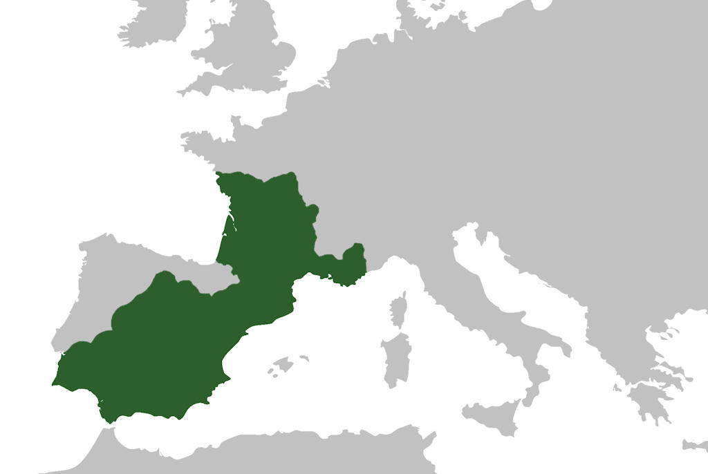 The Land of the Visigothic Kingdom, circa 500 AD