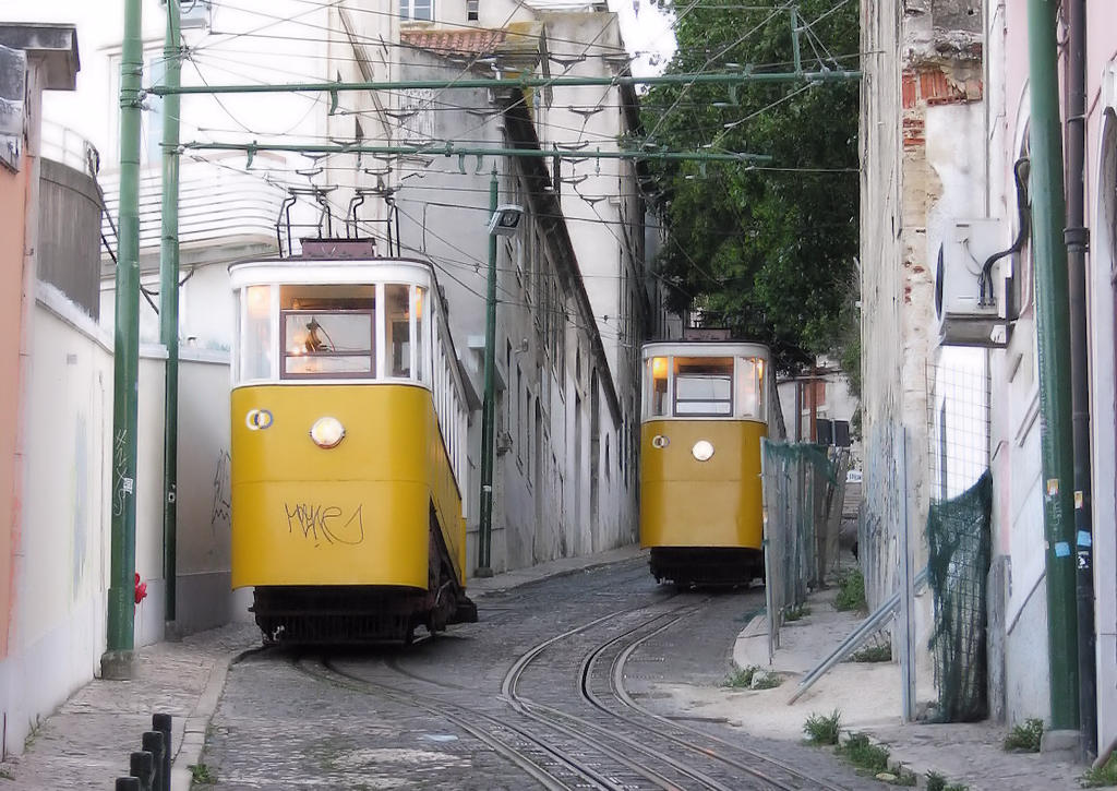 Step aboard the Glória Funicular in Lisbon, Portugal, and let its historic charm and breathtaking views transport you through the city's enchanting hills.