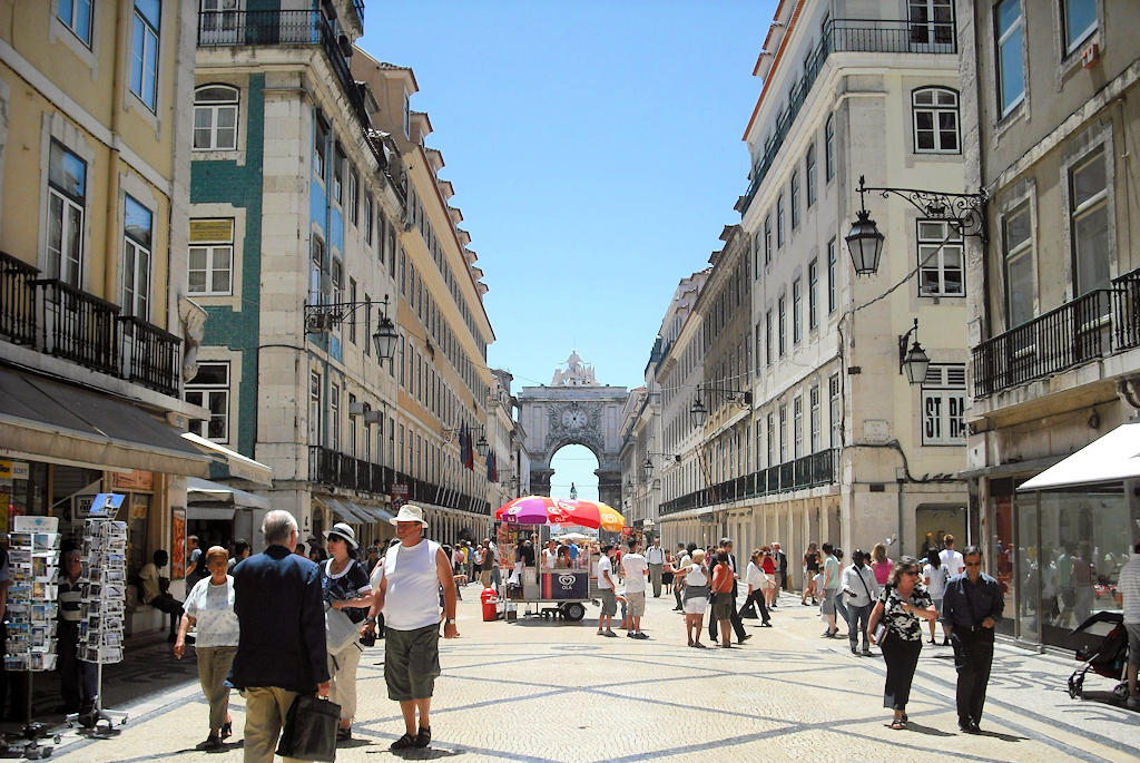 Step into the heart of Lisbon as you wander along Rua Augusta, a bustling and captivating street adorned with history, culture, and a vibrant shopping scene.