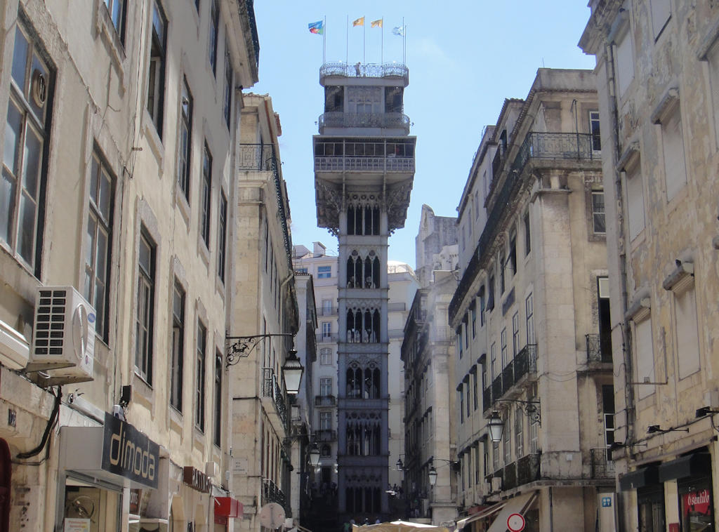 Santa Justa Lift: Lisbon's stunning neo-Gothic elevator, soaring to breathtaking heights with panoramic city views.