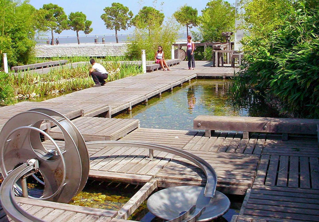 Jardim da Água in Lisbon's Parque das Nações is a tranquil oasis that celebrates the profound connection between humanity, water, and nature, inviting visitors to embrace the beauty and ingenuity of this captivating garden.